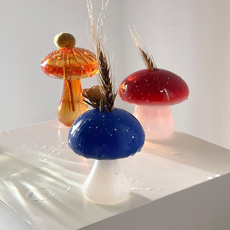 Mushroom Glass Vase Plant Hydroponic Terrarium Vase