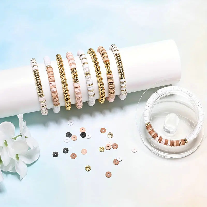 DIY Clay Beads Friendship Bracelet Making Kit Golden Letter Beads for Jewellery Making