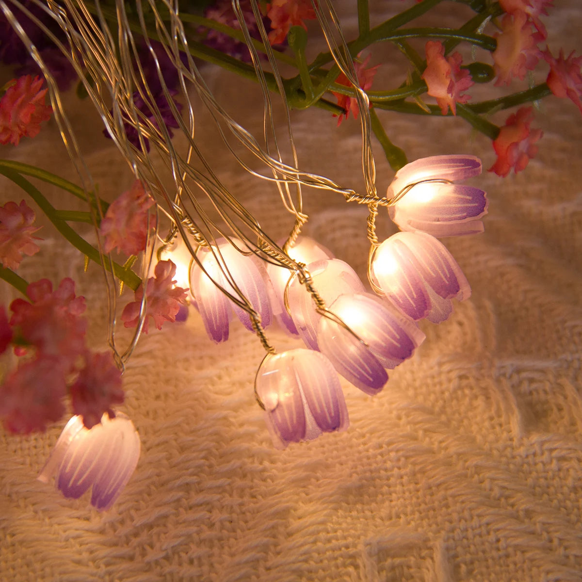 2m 20LED Tulip Flowers String Lights Fairy Twinkle Hanging LED String Lamp