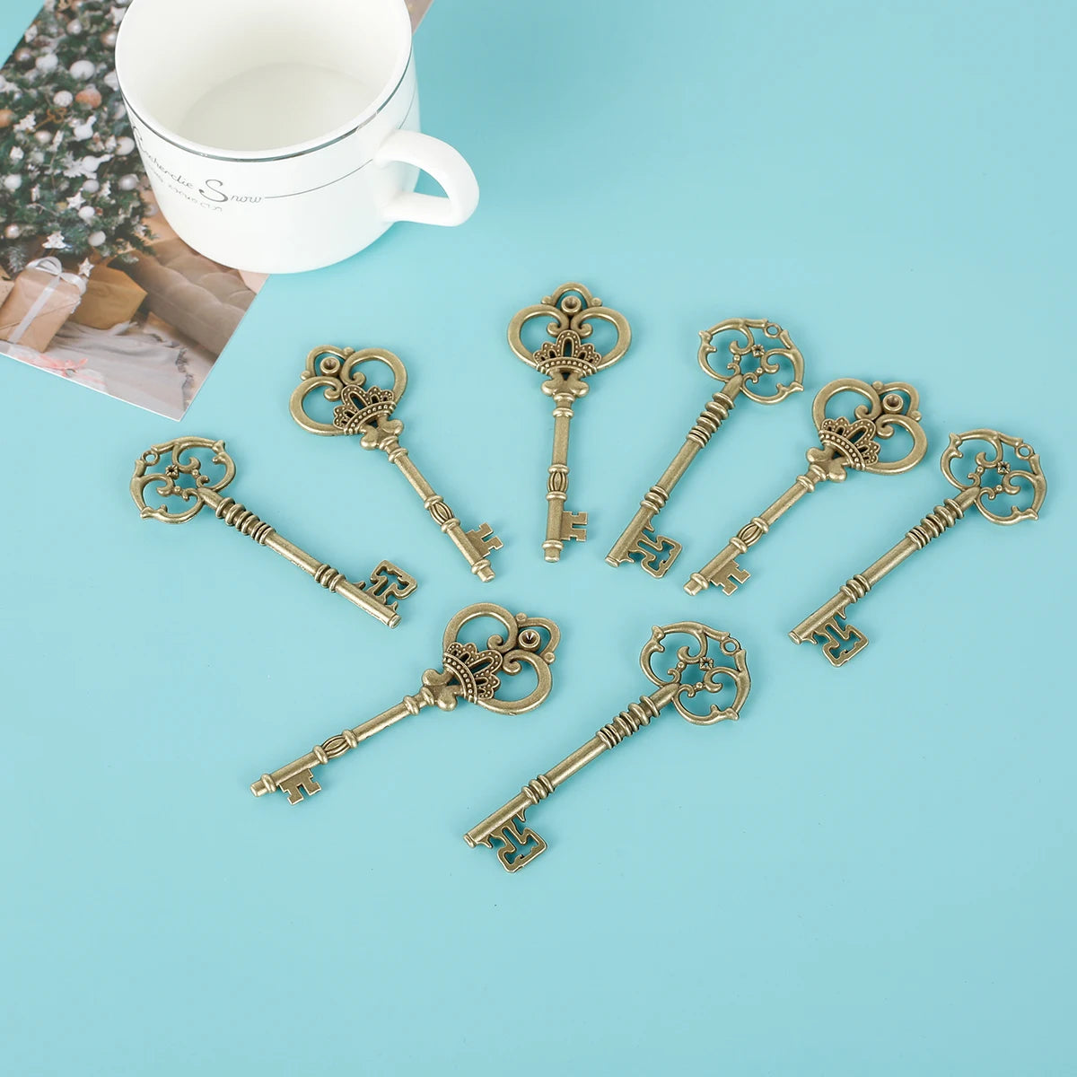 Twenty Large Skeleton Keys Antique Bronze Vintage Key Charms DIY Handmade Craft