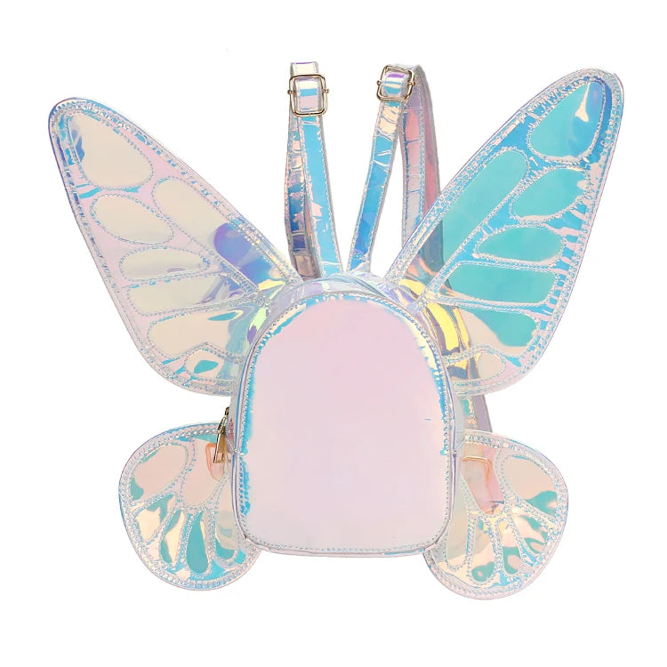 Mini Backpack Butterfly Wings Daypack Holographic Leather