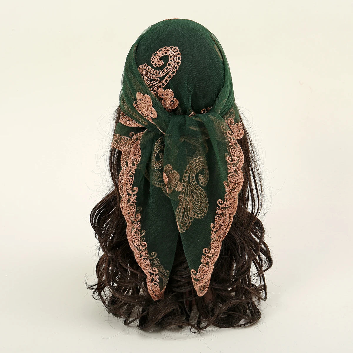 Lace Paisley Embroidered Square Bandana Scarf 23 Colours