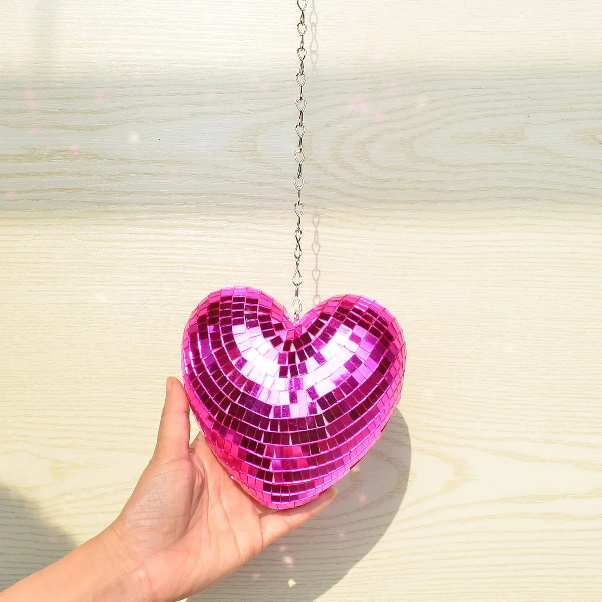 Love Heart Disco Ball Hanging Decoration with Chain