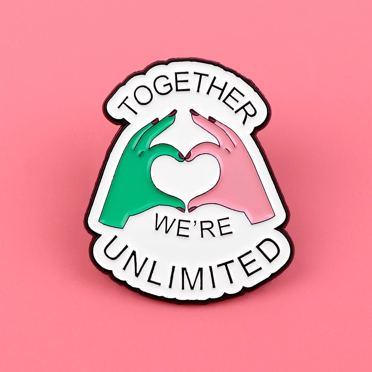 Wicked 'Together We're Unlimited' Enamel Pins Pink & Green Heart Brooches Badge Lapel Pin