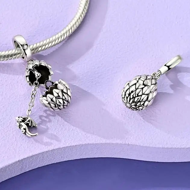Baby Dragon Egg Openable Charm 925 Sterling Silver