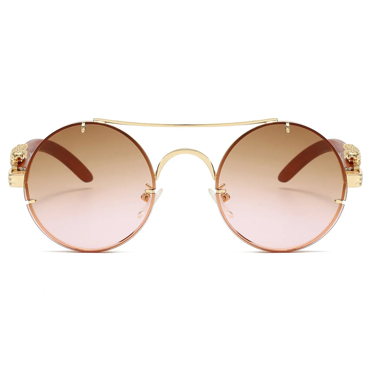Round Retro Cape Sunglasses Double Bridge
