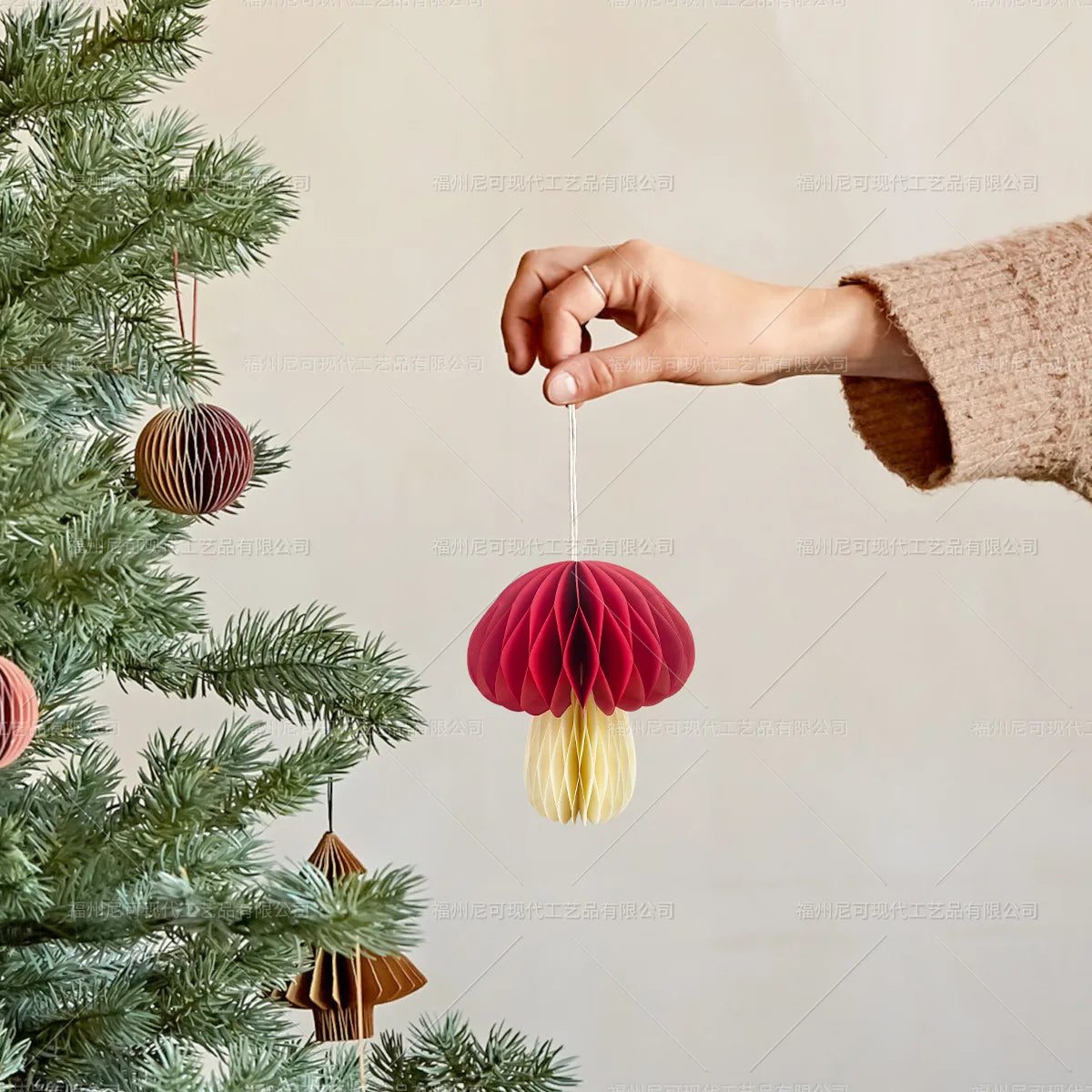 Mushroom Honeycomb Hanging Ornaments Woodland Mushroom Paper Decoration