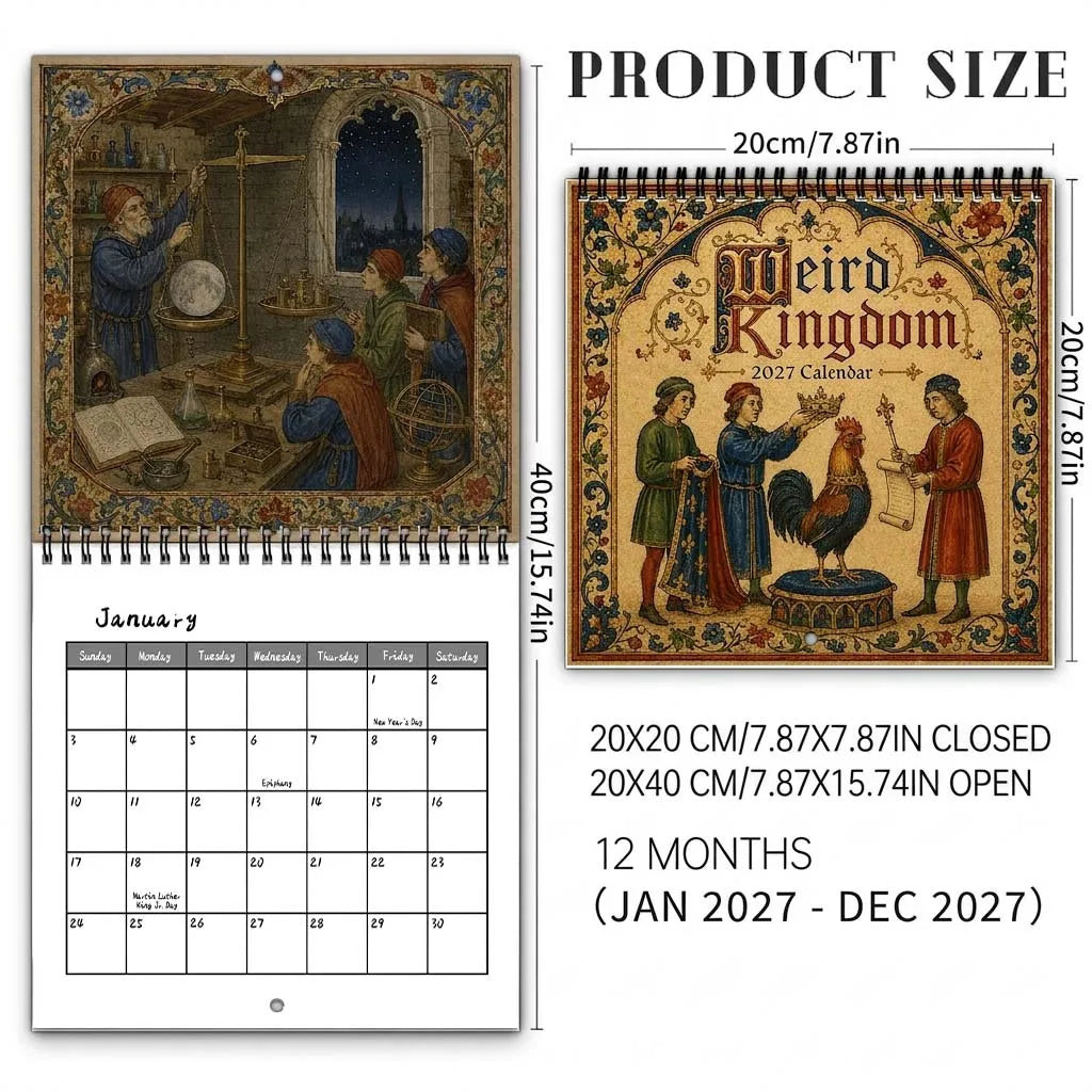 2027 Weird Kingdom Medieval Wall Calendar 12 Months Wall Hanging Calendar