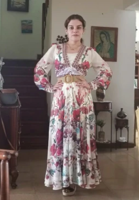 Mandy's Spring Boho Floral Chiffon Cascading Ruffles Dress