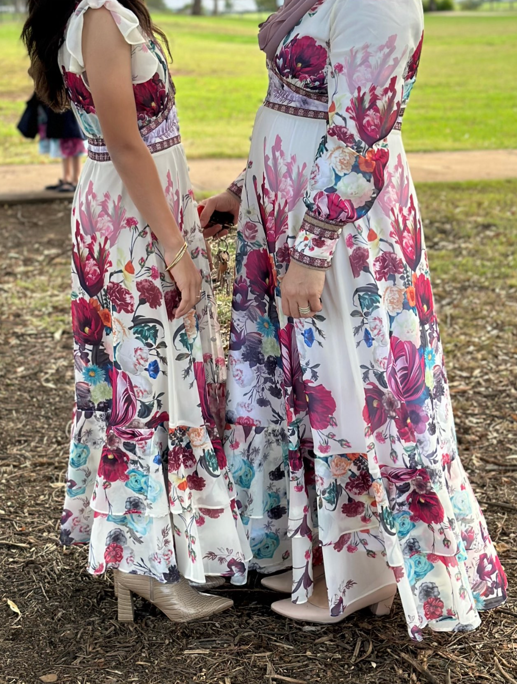 Mandy's Spring Boho Floral Chiffon Cascading Ruffles Dress