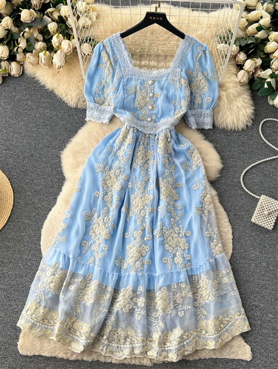 Lilou's Vintage French Inspired Lace Embroidery Sundress