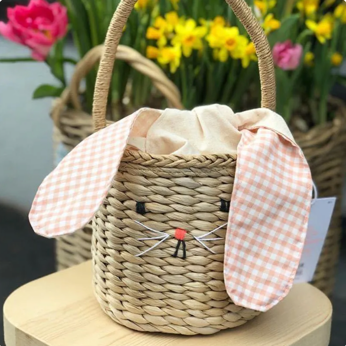 Easter Bunny Straw Basket Easter Egg Hunt