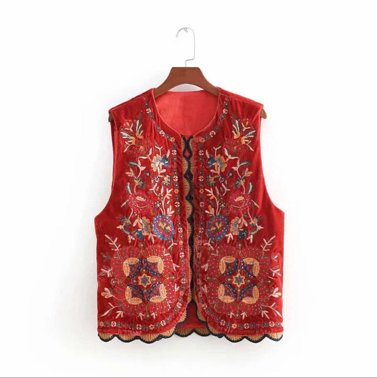 Kezia's Sequinned Embroidered Velvet Waistcoat Vest