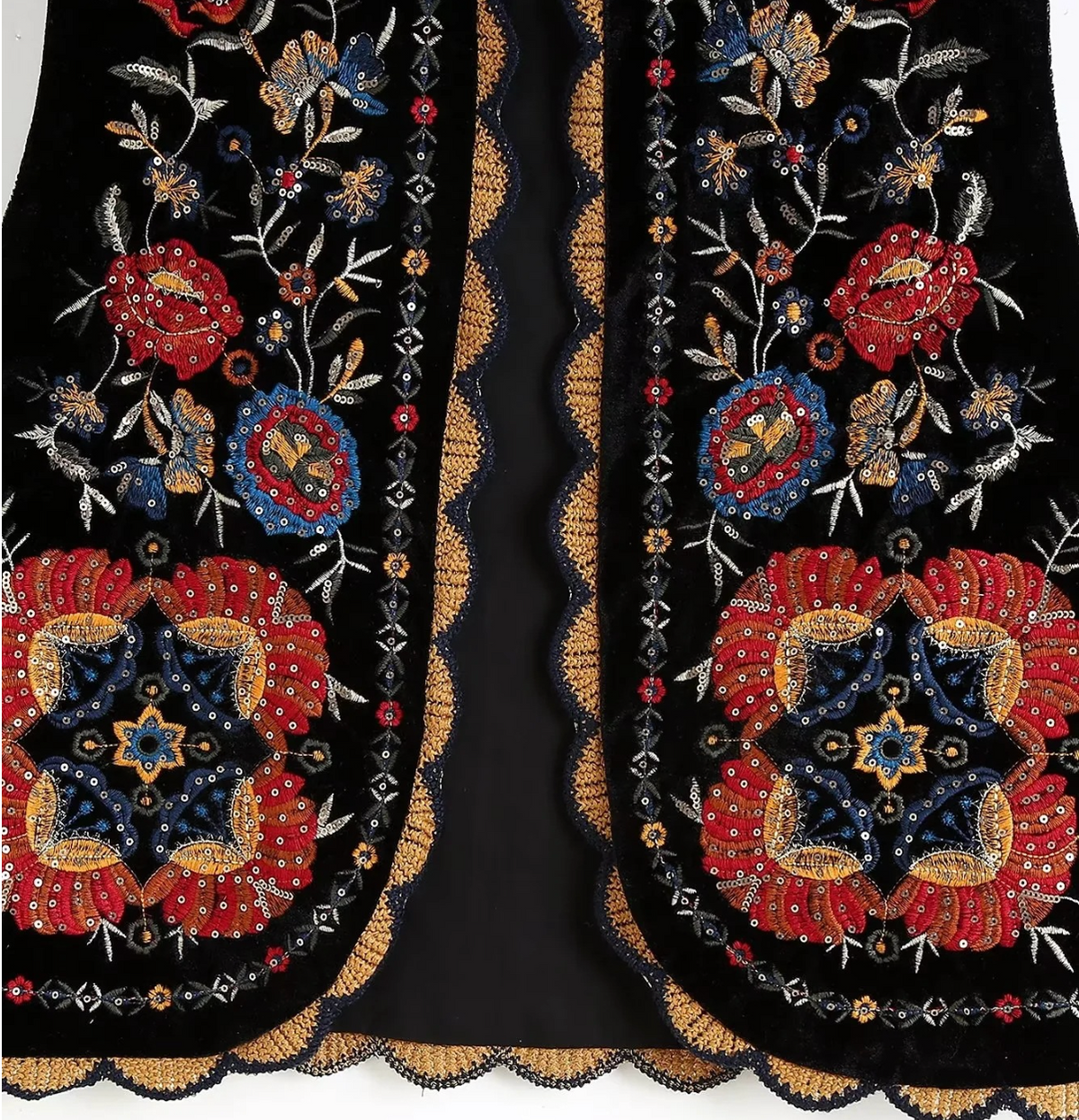 Kezia's Sequinned Embroidered Velvet Waistcoat Vest