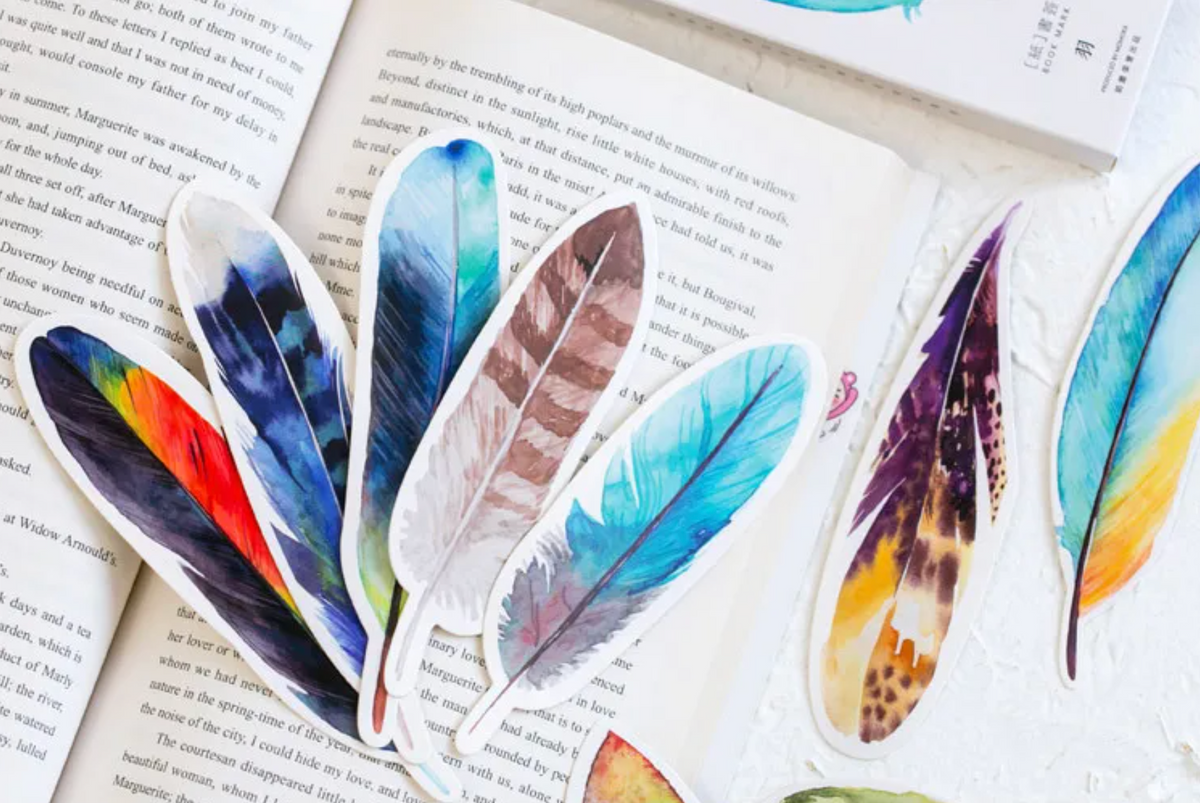 30 pcs/box Paper Feather Bookmarks