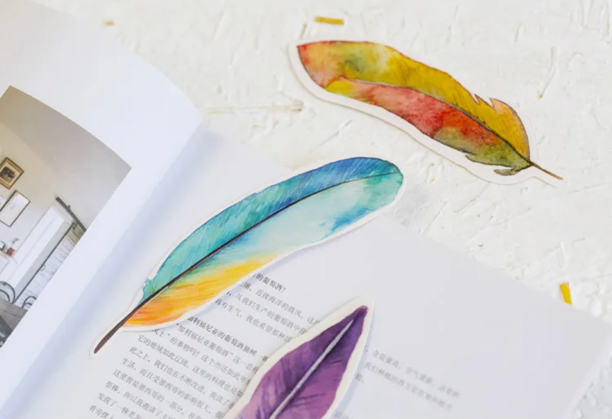 30 pcs/box Paper Feather Bookmarks