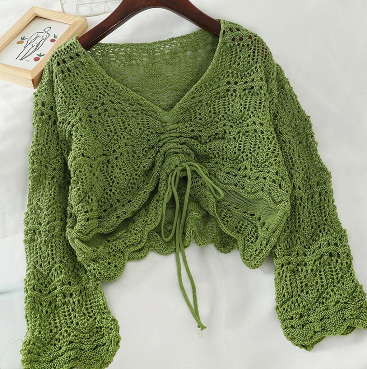 Loose Knit Drawstring Crop Jumper