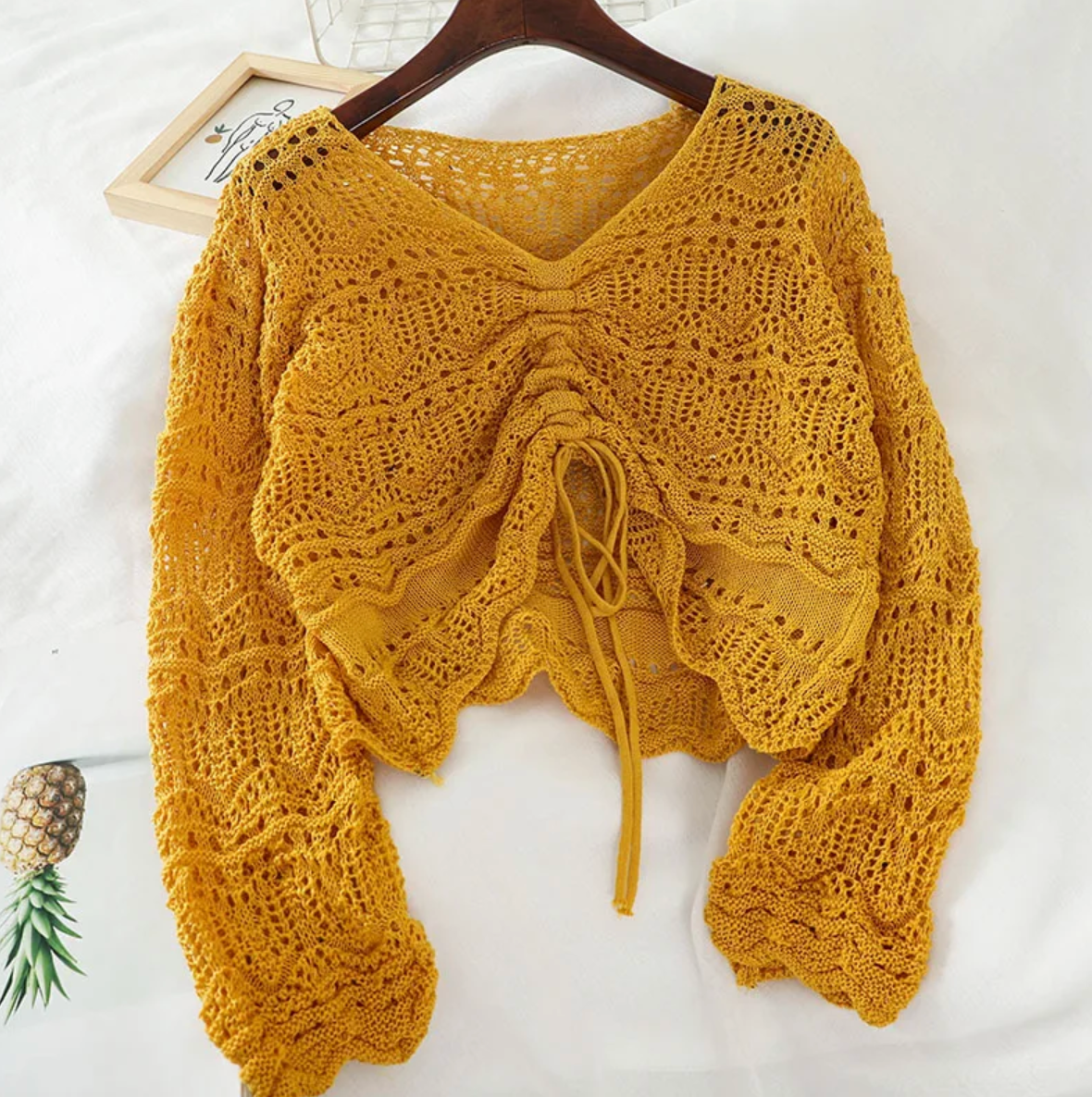 Loose Knit Drawstring Crop Jumper