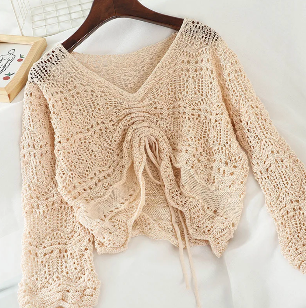 Loose Knit Drawstring Crop Jumper