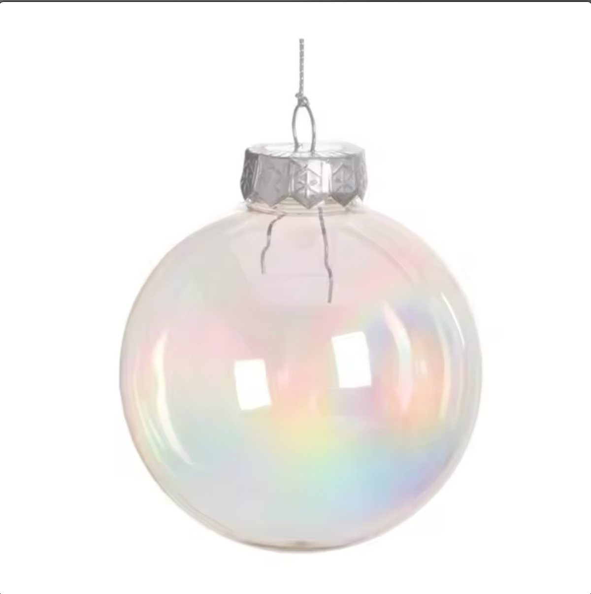 Clear Iridescent Bubble Balls 6Pcs 10/8/6cm Colourful Christmas Bauble Ornaments