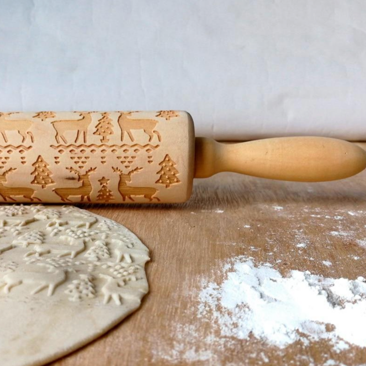 Christmas Wooden Embossing Print Rolling Pins