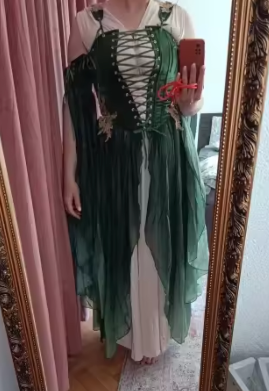 Elven Medieval Renaissance Costume Elf Style Corsetted Dress Cosplay Costume