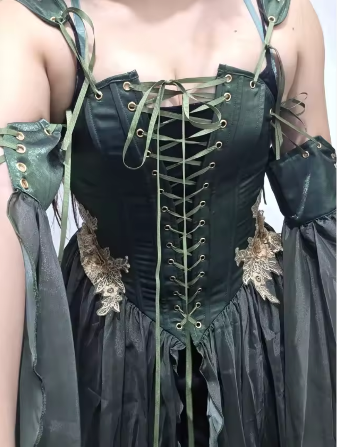 Elven Medieval Renaissance Costume Elf Style Corsetted Dress Cosplay Costume