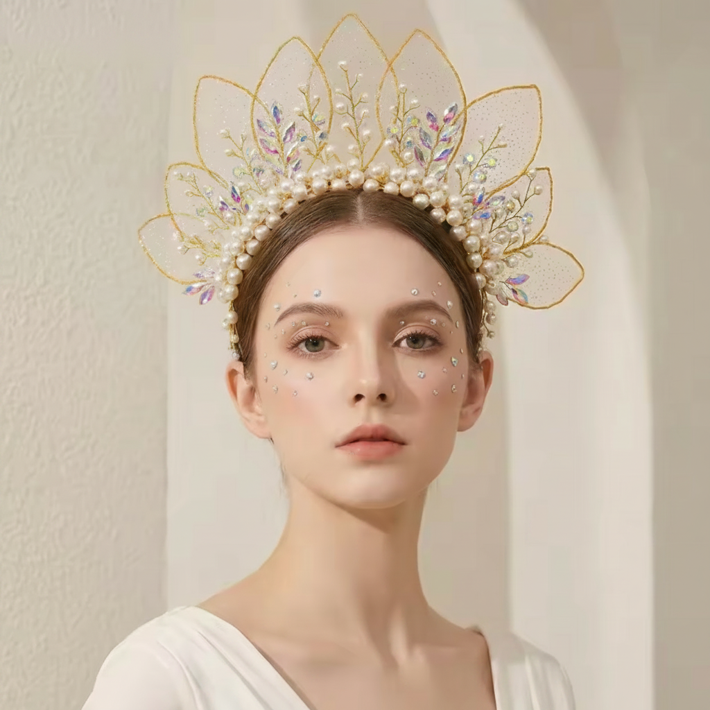 Queen Eliana's Crown Rhinestone Faux Pearls Headdress