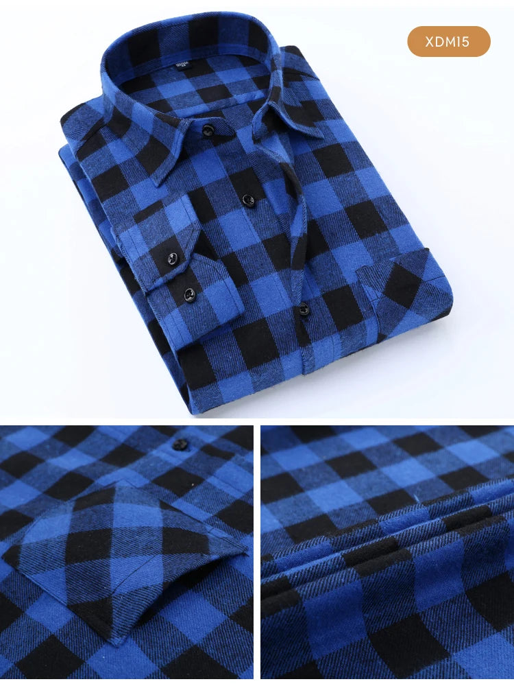 Woodsman Slim-fit Brushed Flannel Plaid Shirts 13 Colours
