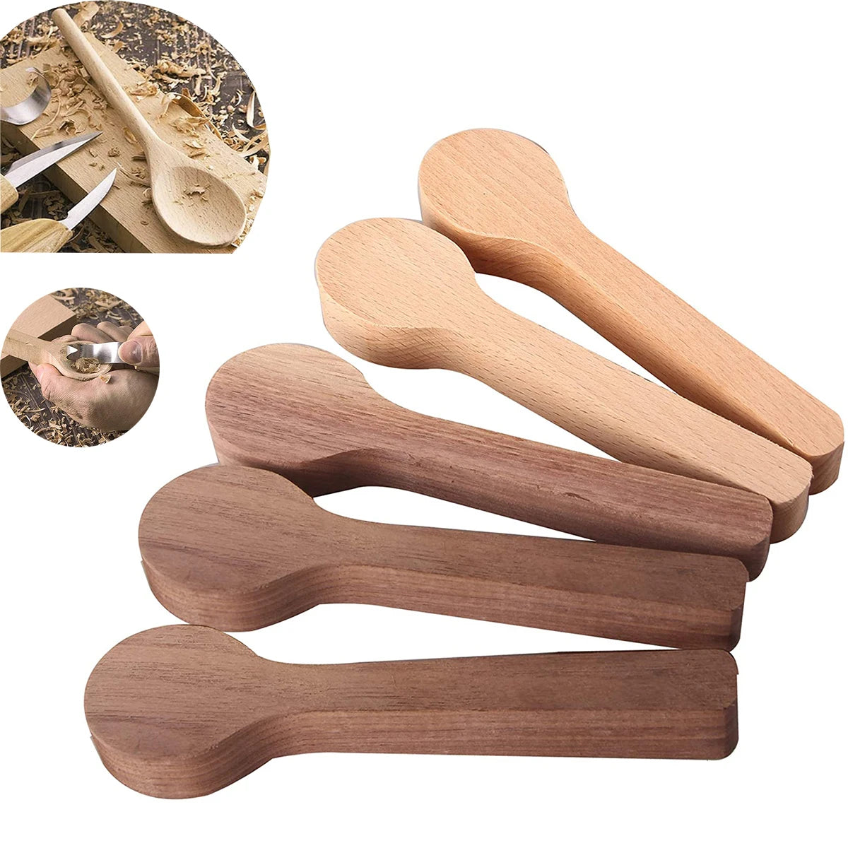 Wood Carving Spoon Blanks Carve Your Own Spoon Beech and Walnut DIY Wood Crafts Wood 5/10 PCS
