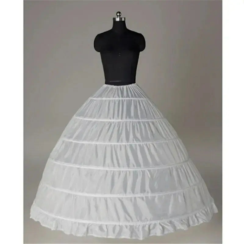 6 Hoop Crinoline Long Wedding Petticoat Ball Gown Dress Black White Red Underskirt Skirt