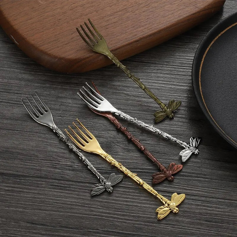 6pcs Stainless Steel Dragonfly Fork Set