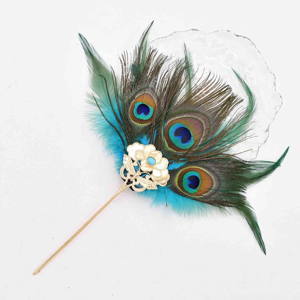 Peacock Feather Hairpins