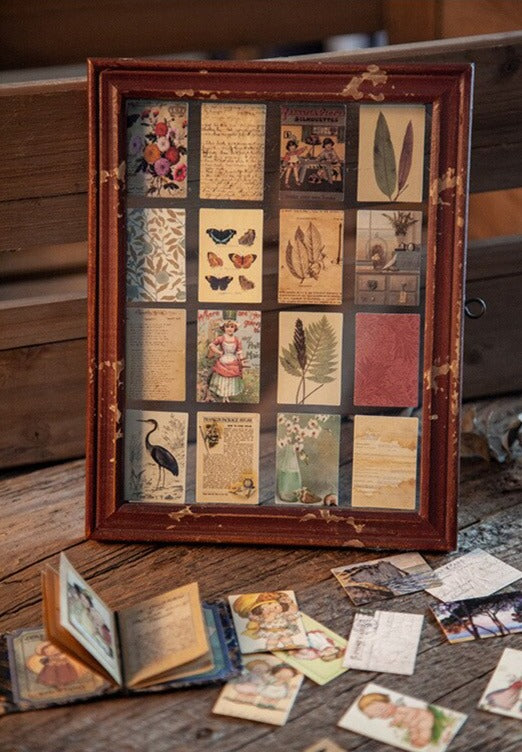 100pcs Vintage Plant Butterfly Kraft Paper Double-sided Note Cards