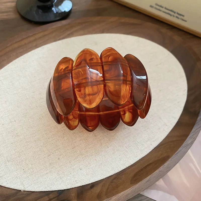 Smudged Oval Acrylic Elastic Bangles Bracelets