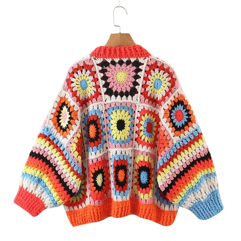 Gam Gam Granny Squares Knit Buttonless Cardigans