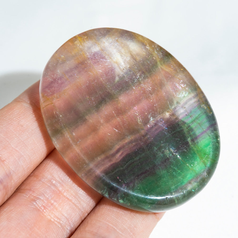 Thumb Pad Worry Stones Crystal Healing Seven Chakra Stones