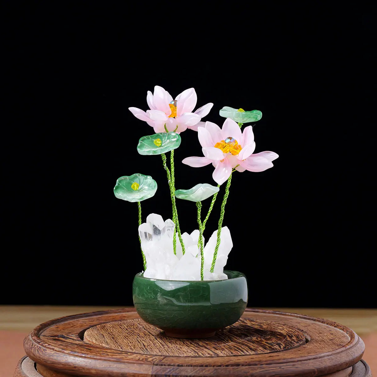 1pc Natural Clear Quartz Cluster Tea Cups Lotus Flower Micro Landscape Home Decoration