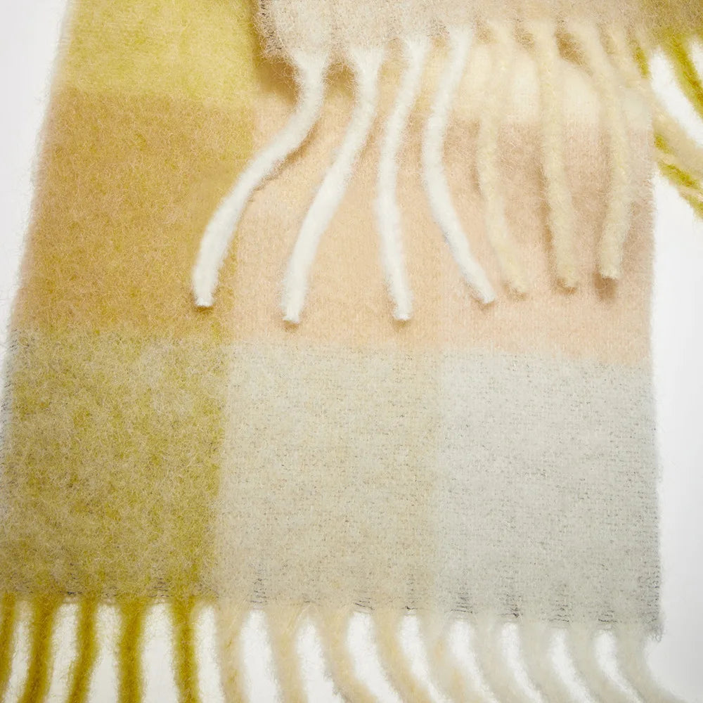 Colour Blocks Autumn Winter Plaid Scarves Imitation Cashmere Mohair