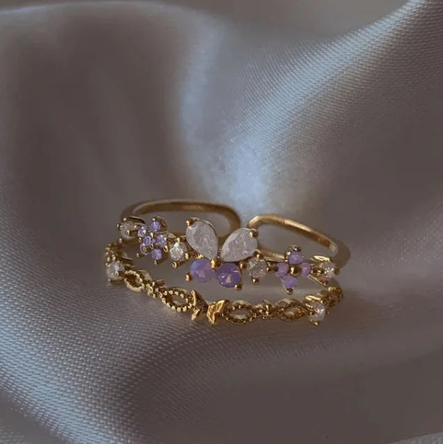 Sweet and Dainty Colourful Zircon Rings Gift Idea