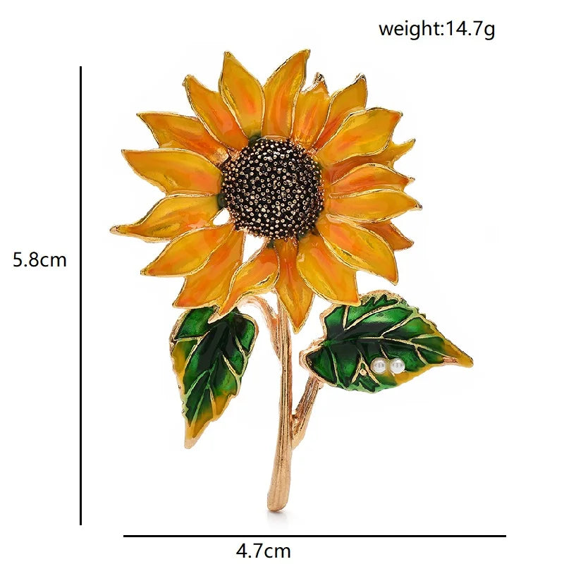 Sunflower Enamel Brooch