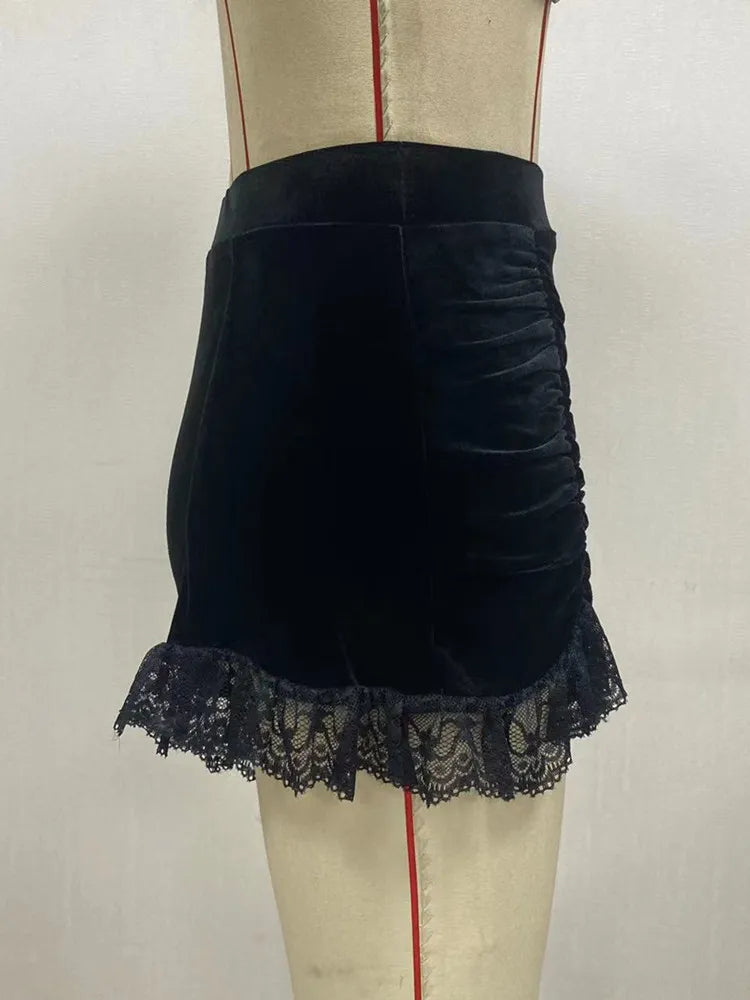 Black Velvet Ruched Short Shorts