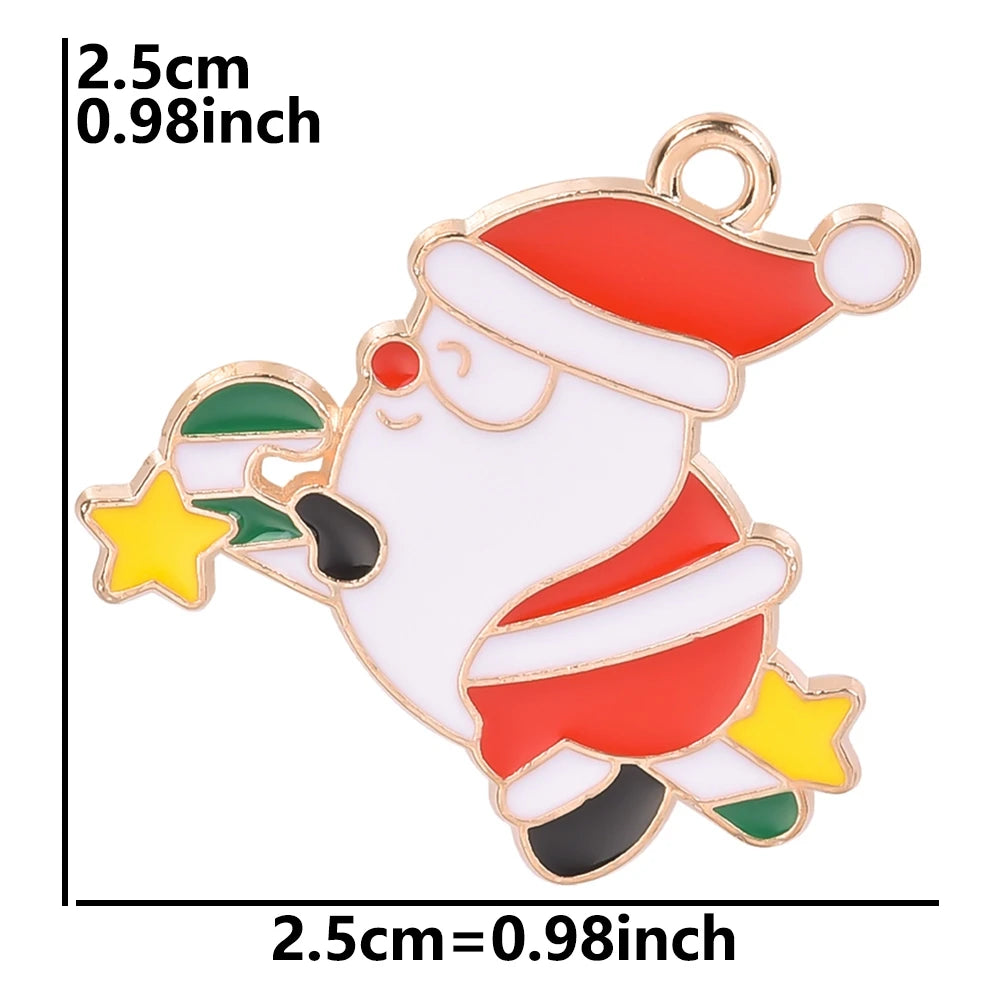 5pcs Christmas Charm Enamel Apple Socks Bell DIY Pendant Charms For Jewelry Making Keychain Earrings Bulk Handmade Material Gift