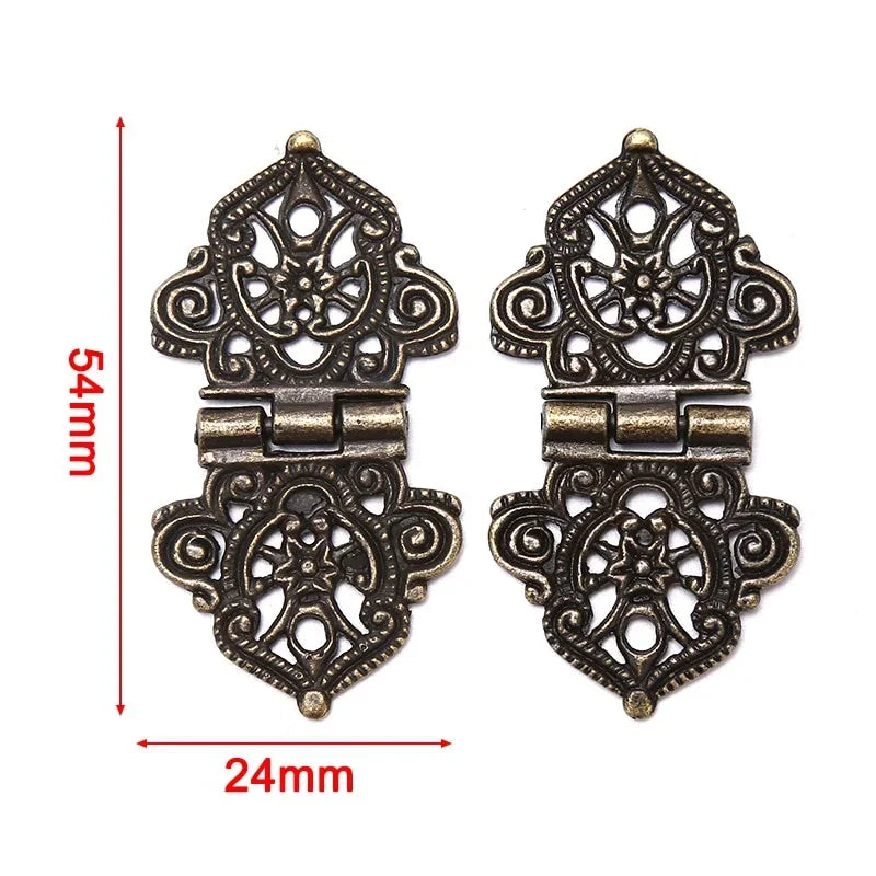 Three Vintage Flower Metal Hinges Furniture Hardware
