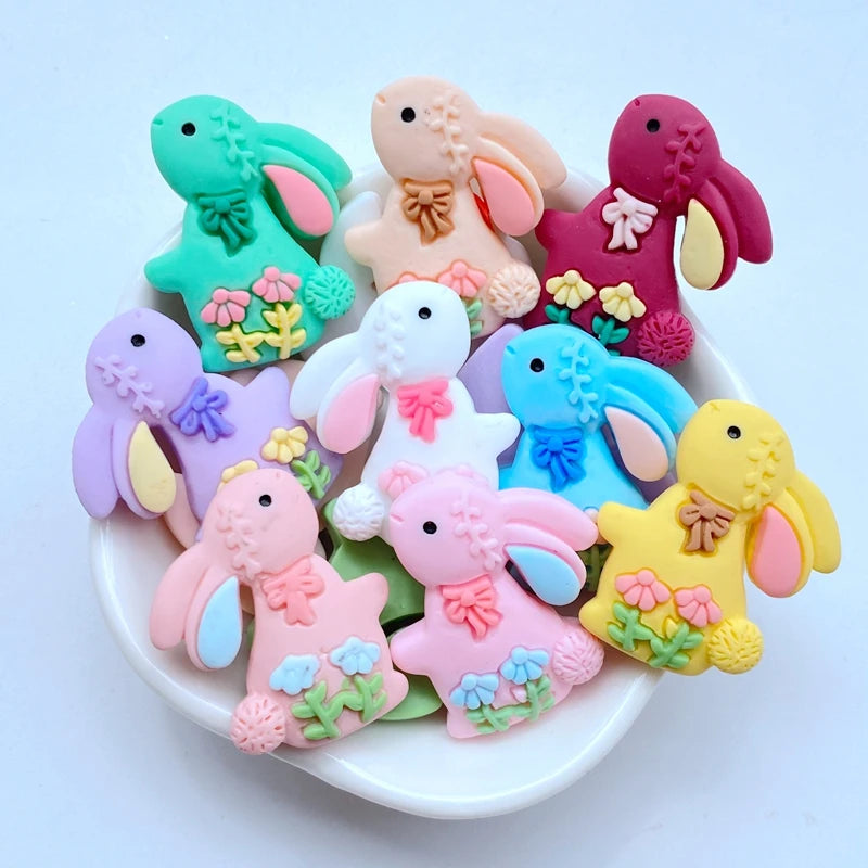 10Pcs Mini 25*30mm Rabbit Flat Back Resin Scrapbooking DIY Jewellery Craft Decoration