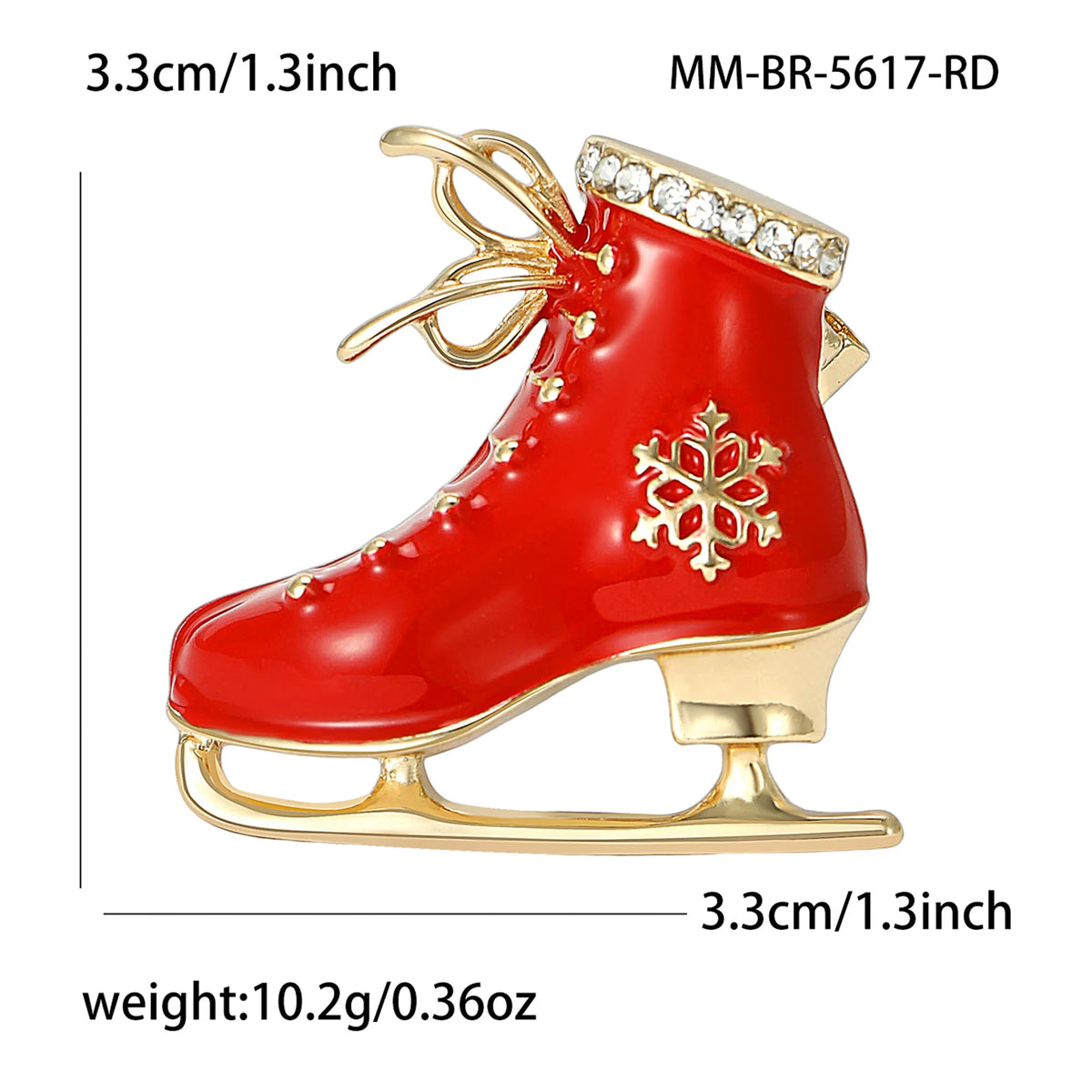 Red Enamel Christmas Ice Skating Boot Shoe Brooches
