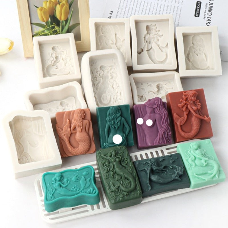 Mermaid Silicone Soap Moulds DIY Ocean Goddess Candle Resin Making Chocolate Mould