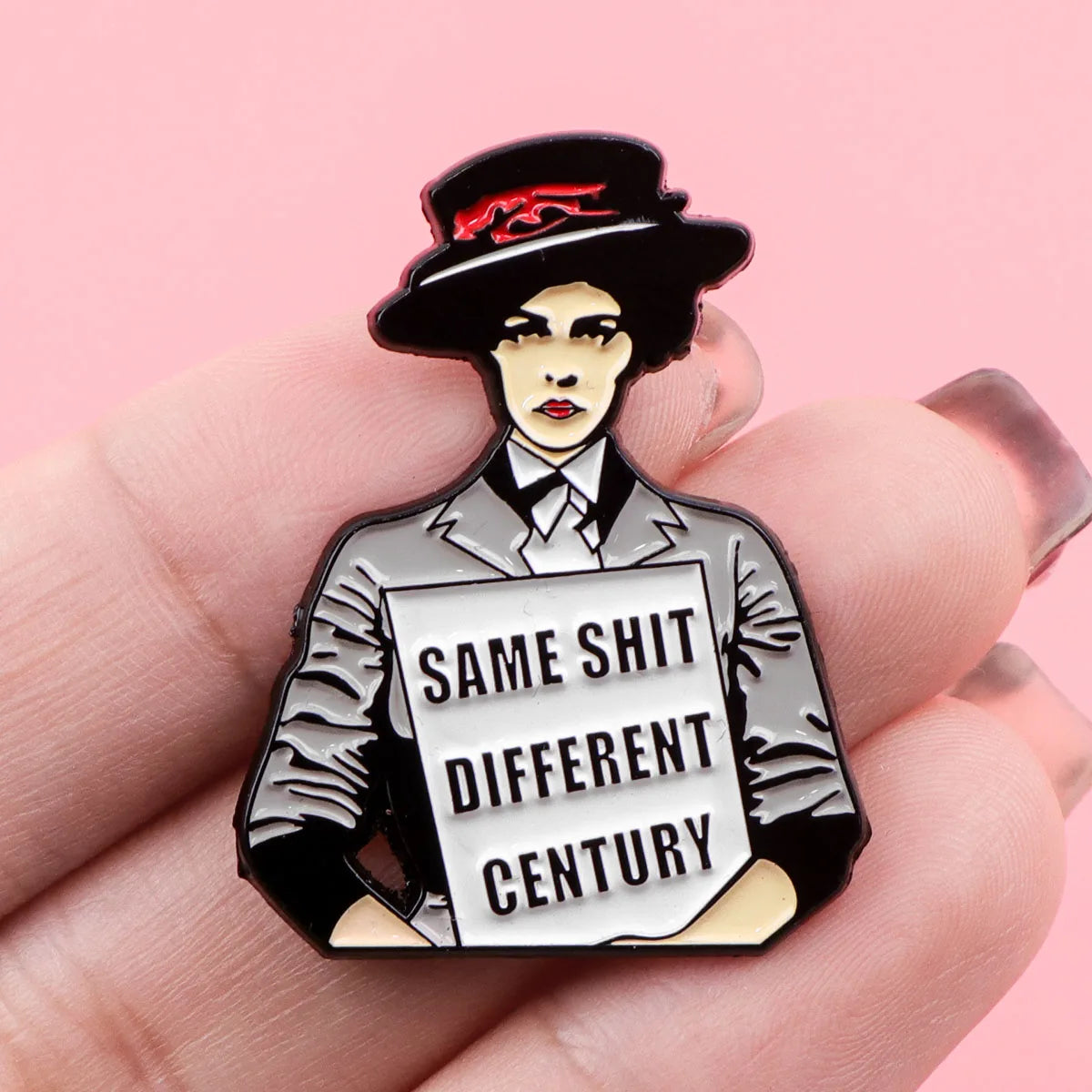 'Same Shit, Different Century' Feminism Enamel Pins Brooches Badge Lapel Pin