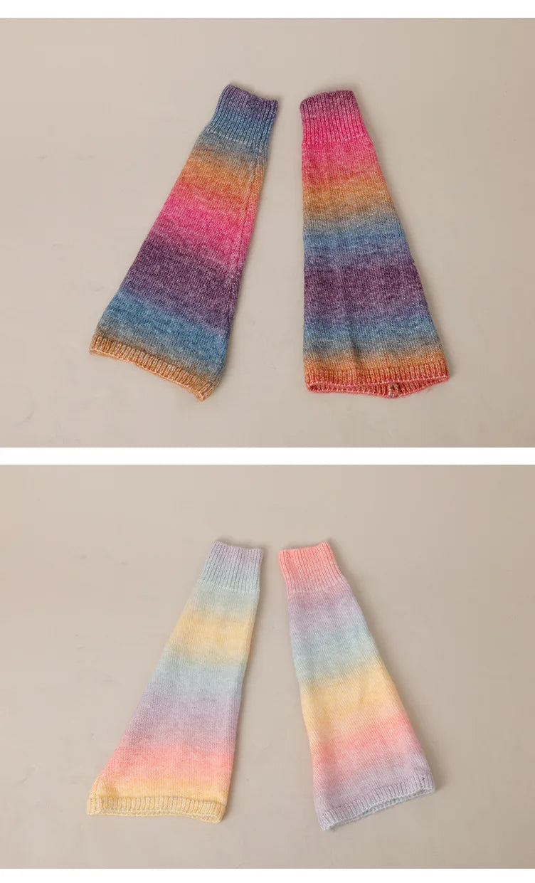 Gradient Japanese Boot Cuffs Knitted Wool Over Knee Leg Warmers