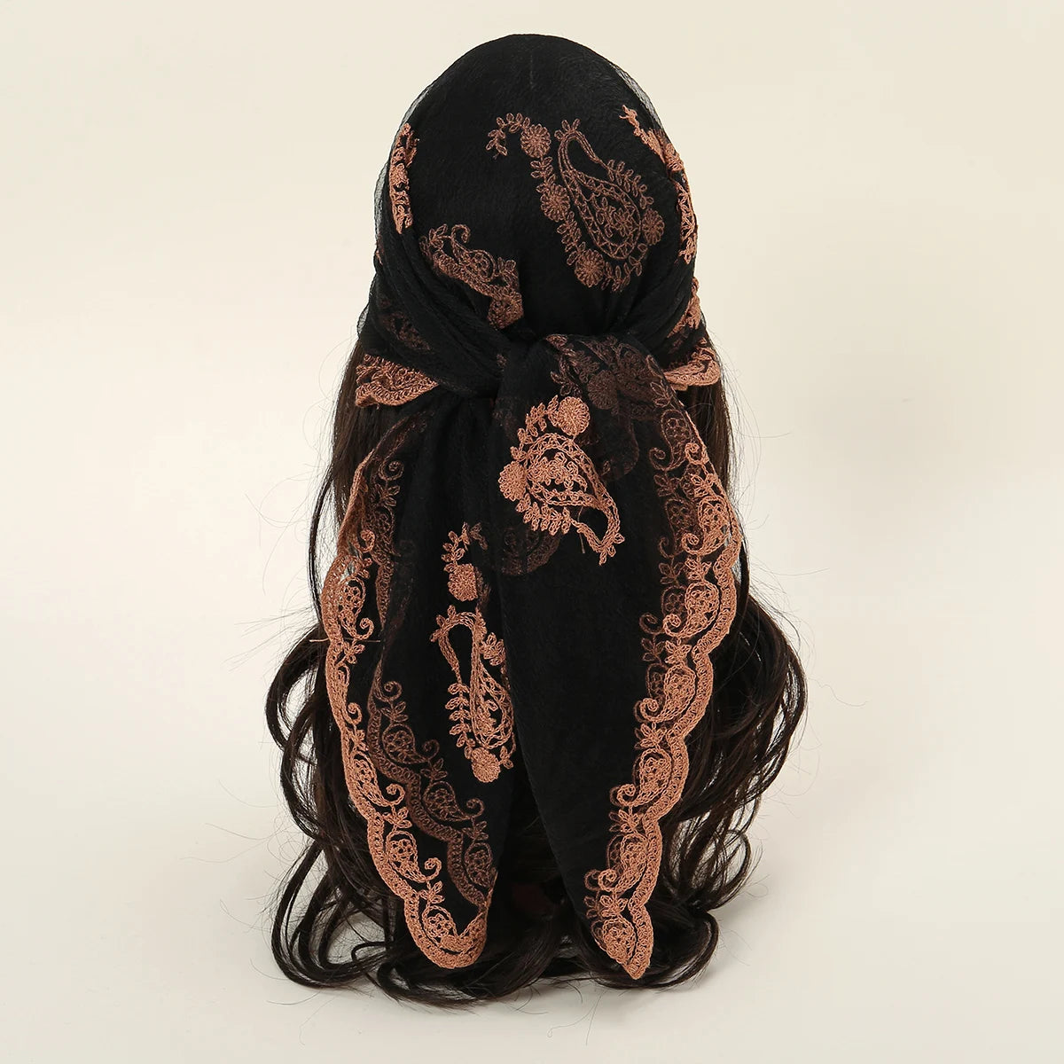 Lace Paisley Embroidered Square Bandana Scarf 23 Colours